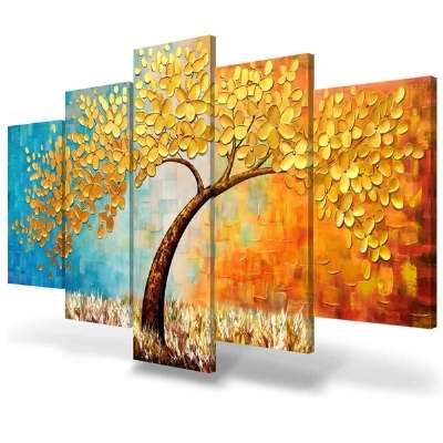 modern floral abstract artwork 5-piece canvas wall art