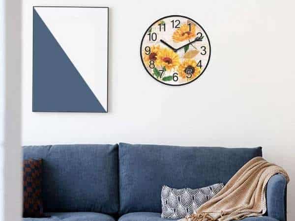 Use of Wall Clock in Sunflower Living Room