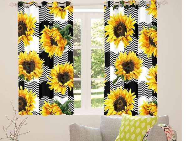 Window With Dreamy Curtain in sunflower Bedroom 