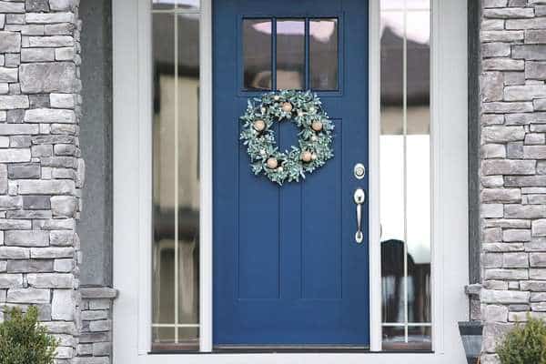 Add blue glass and wooden doors in Bedroom Door Ideas