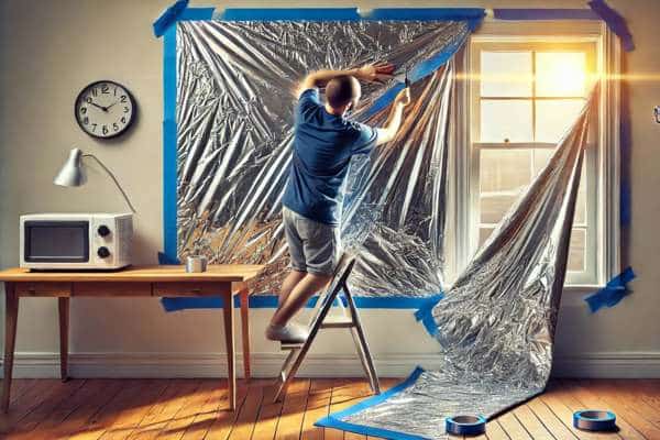 Applying Aluminum Foil For Blackout Windows Without Curtains
