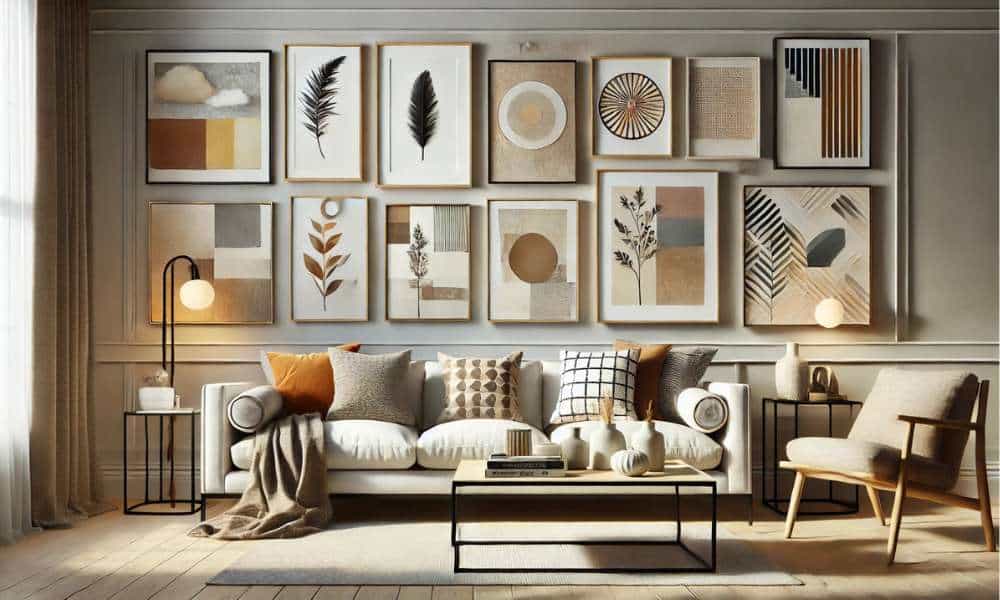 how to arrange wall art in living room