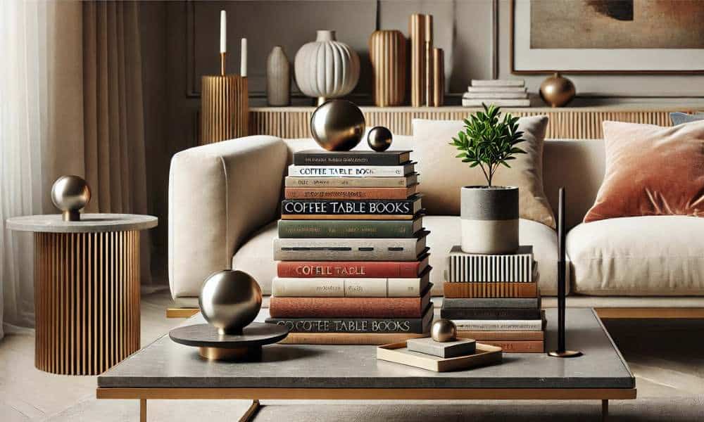 how to stack coffee table books