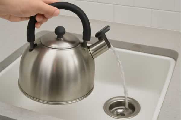 Let it sit and cool To Clean Stainless Steel Tea Kettle